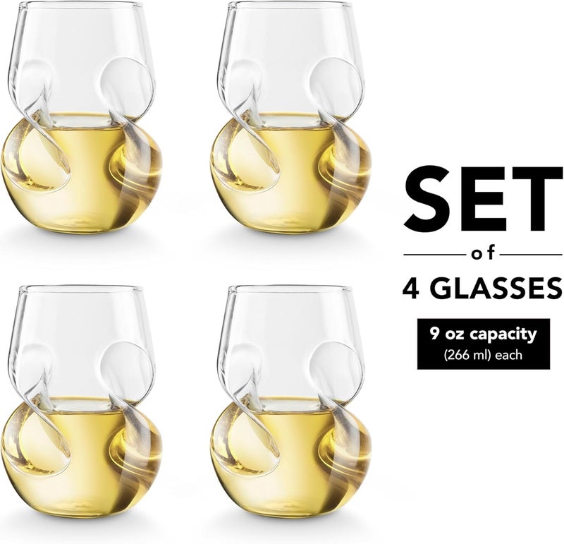 Final Touch Conundrum White Wine Glasses - Set of 4 Stemless Handcrafted Glasses - 9 oz Capacity - Sleek Curves for Comfortable Tasting - Dishwasher Safe (GG5008) - Image 5